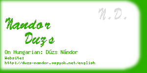 nandor duzs business card